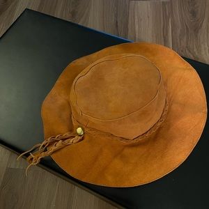 Faux suede tobacco colored boho hat